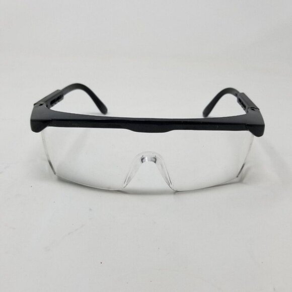 Clear Safety Goggles Glasses Eye Protection Lab Splash Proof Black Frames - Picture 2 of 7